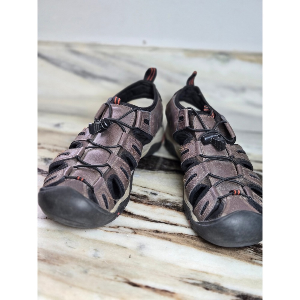 Eddie Bauer Troy Mens Brown Leather Hiking Sandals Closed Toe Bungee Size 10